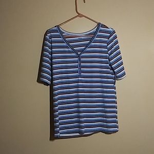 A.n.a New Approach Stripe Blue v-neck Shirt